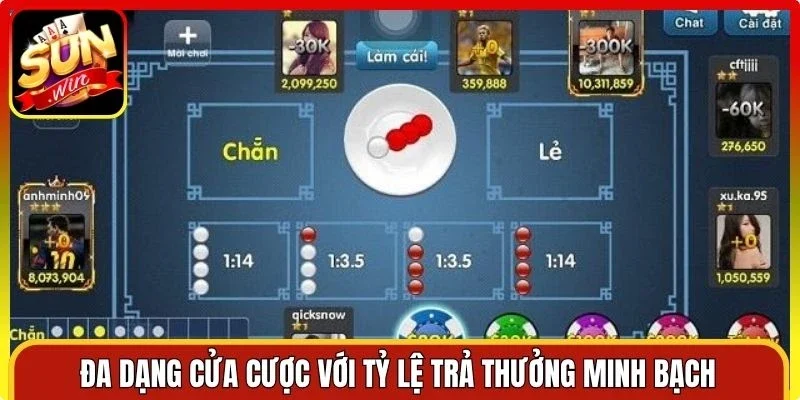 Đa dạng cửa cược với tỷ lệ trả thưởng minh bạch